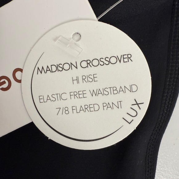 YOGALICIOUS Lux Madison Crossover 7/8 Flare Leggings Black Size Large Womens NEW - Picture 7 of 9